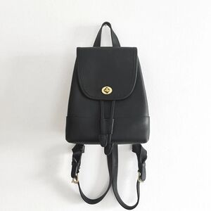 Vintage COACH Daypack Black Leather Drawstring Mini Backpack Bag 9960 US…